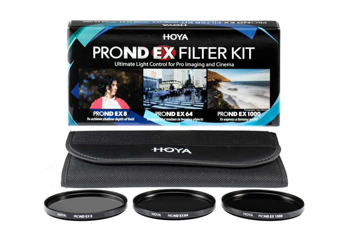 Hoya PRO ND EX Filter-Set 82 mm – ND8/ND64/ND1000, 3–10 Blenden – Aluminium – Schwarz – 3er-Pack