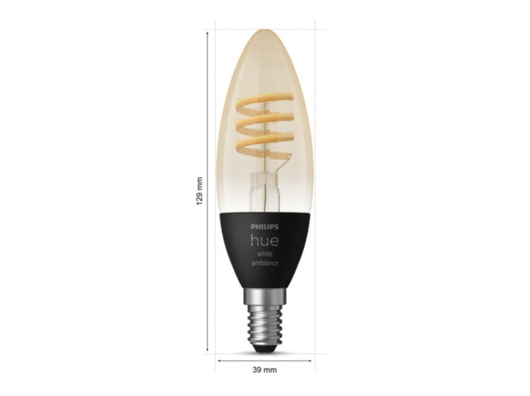 Philips Hue White Ambiance E14 LED-Leuchtmittel – 4,6W dimmbar, 2200–4500 K, für Bluetooth & Hue Bridge