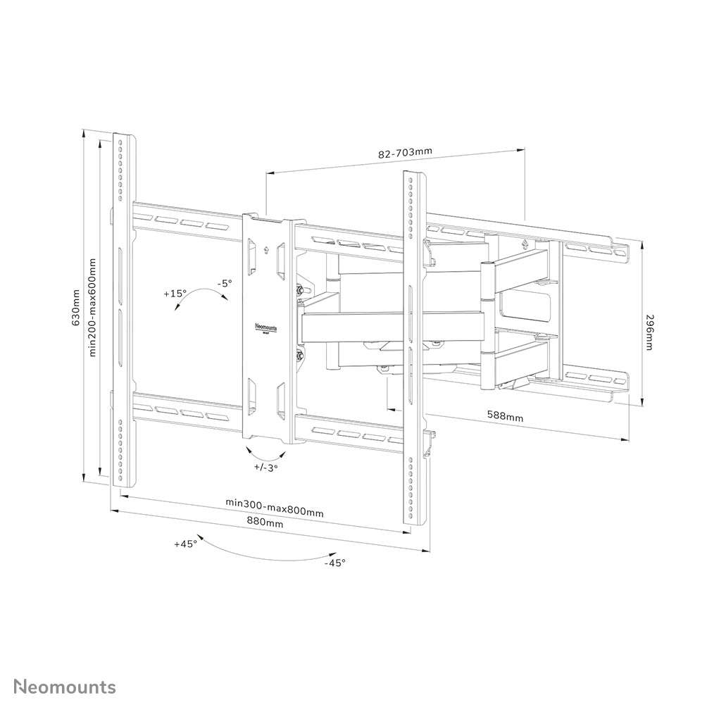 Neomounts WL40S-950BL18 – Wandhalterung, Full-Motion, für 55–110", VESA 300×200–800×600, bis 125 kg