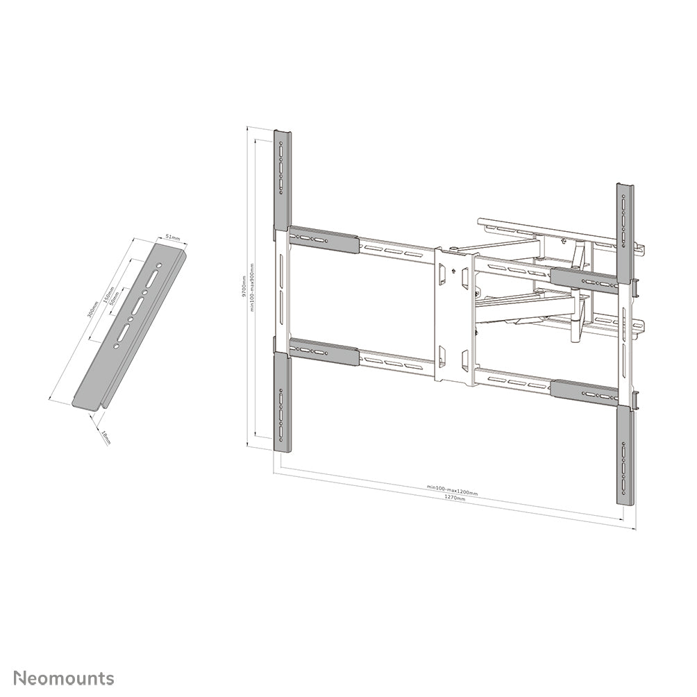 Neomounts Spezialhalterung/Montageset – 55–110" – VESA 800×600–1200×900 – bis 125 kg, für WL40S-950BL18