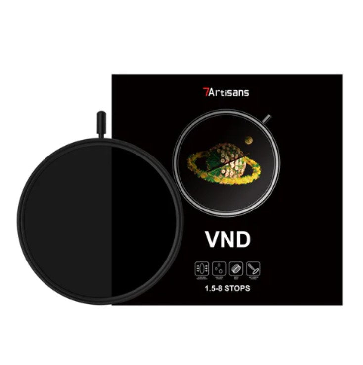7Artisans VND-62mm Variabler ND-Filter – VND 1,5–8, Aluminium/Glas, Schwarz