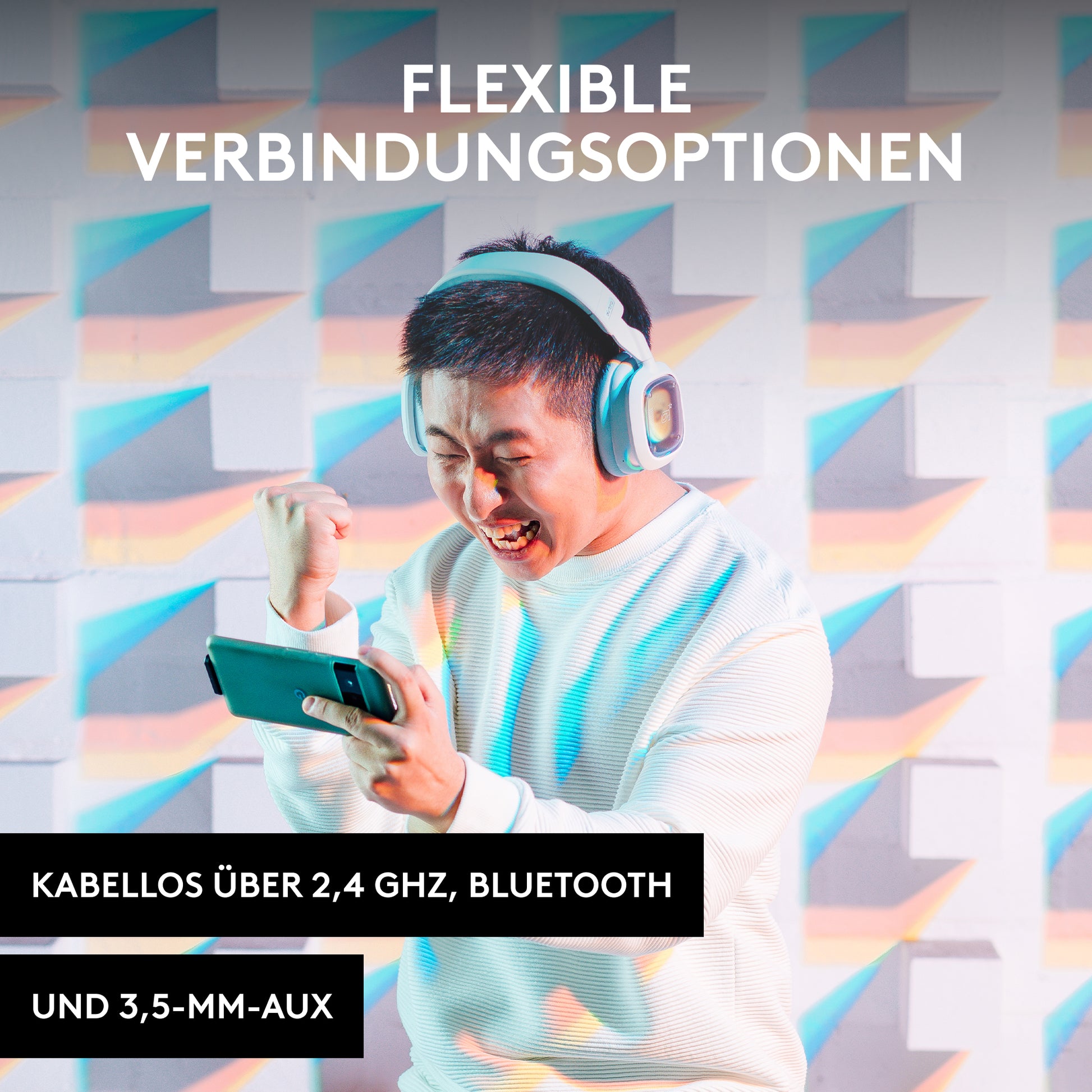 ASTRO Gaming A30 Gaming-Headset – Over-Ear, Stereo, Kabel + BT, mit USB-A-Dongle, Weiss