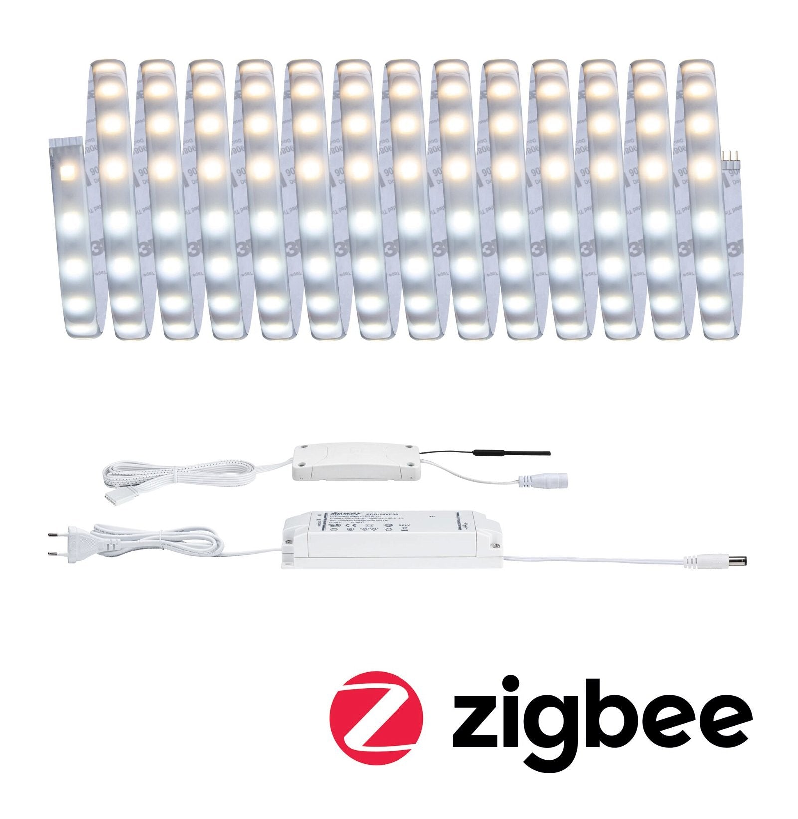 Paulmann LED-Streifen Aussen – IP44 – Netzbetrieb – Zigbee, Alexa, Google – dimmbar, Fernbedienung – Silber