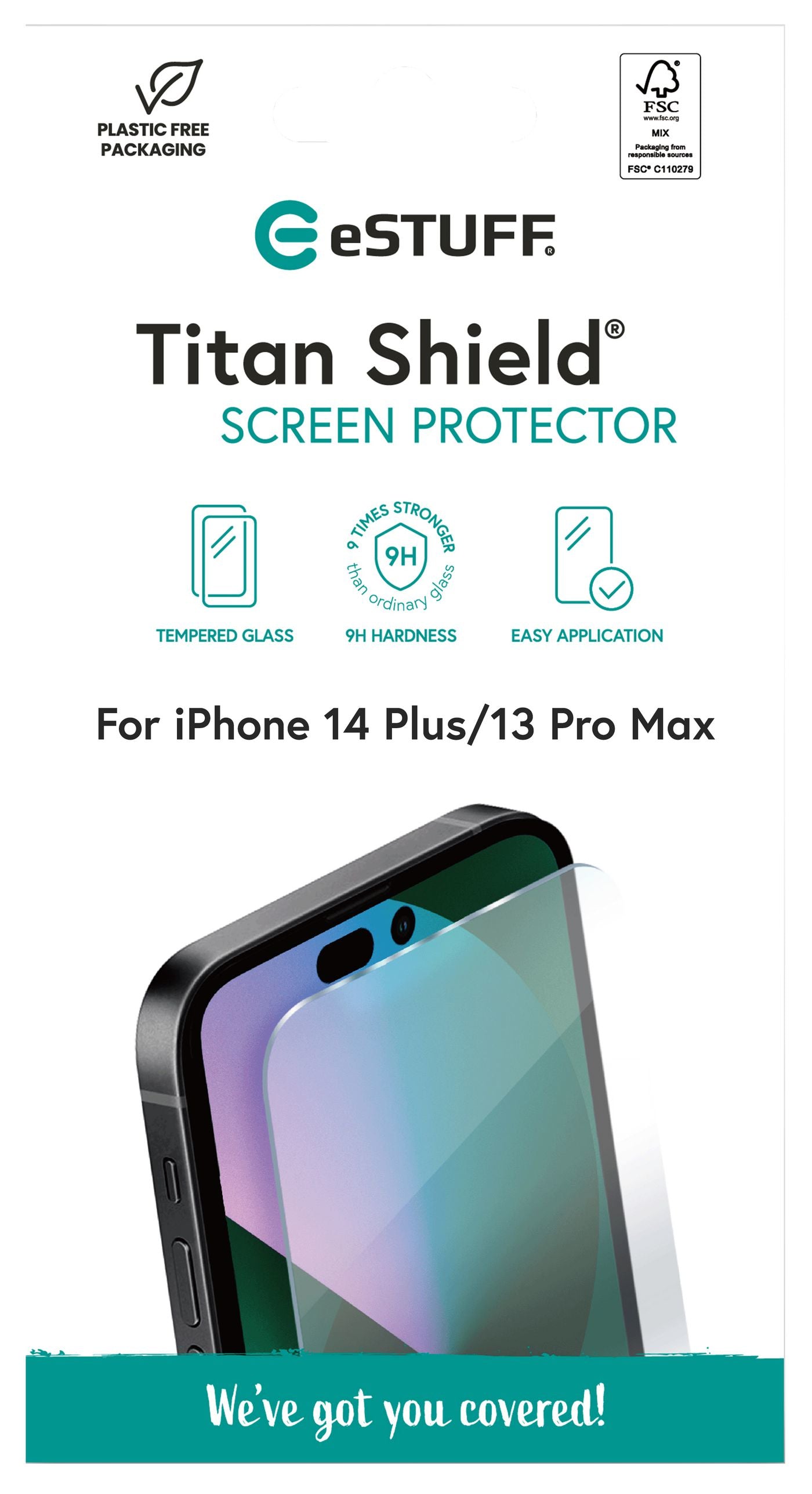 eSTUFF Displayschutz (Panzerglas), 9H – für iPhone 14 Plus/iPhone 13 Pro Max