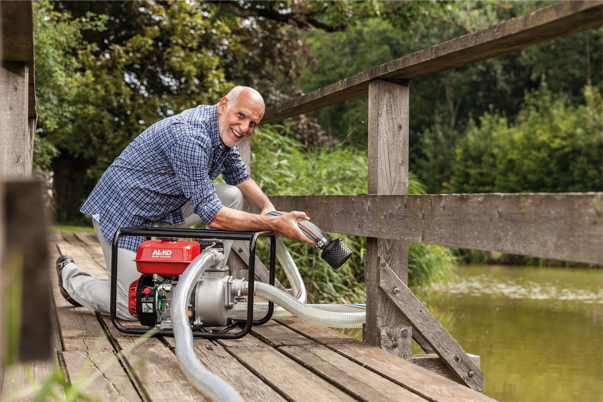 AL-KO Benzinmotorpumpe – 30000 l/h, 27 m Förderhöhe, 2,7 bar, 420 × 540 × 380 mm, für Garten, Teich