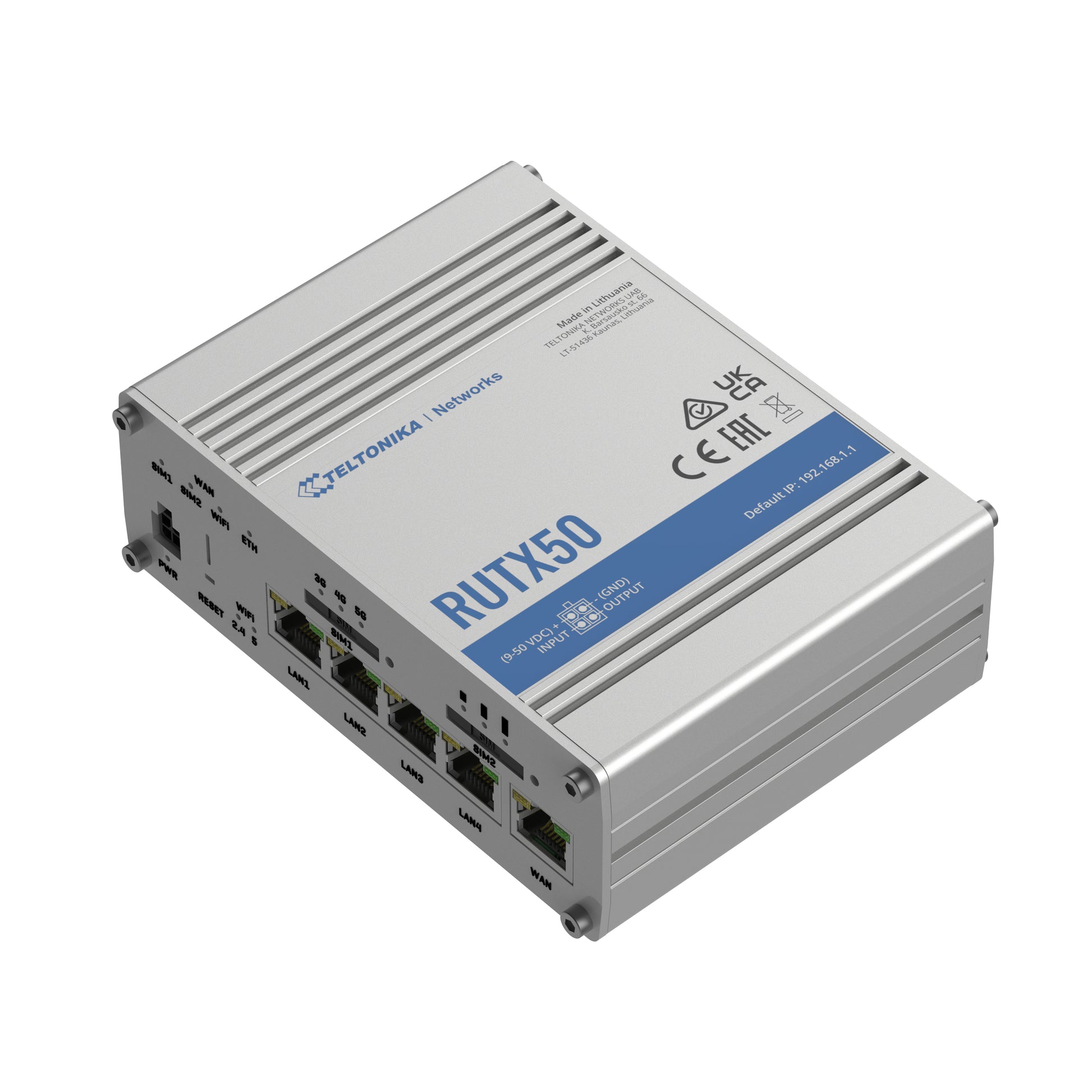 Teltonika RUTX50 – 5G Router, Wi‑Fi 5, Dual‑Band (2,4/5 GHz), 867 Mbit/s, 5× GbE, Dual‑SIM