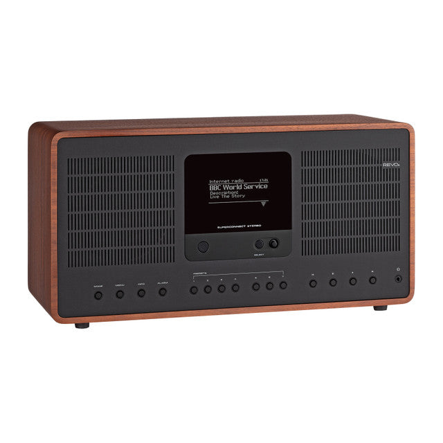 Revo Technologies SuperConnect Stereo – Stereo-Vollverstärker, 30 W, 3,5 mm/Cinch/Toslink – Schwarz