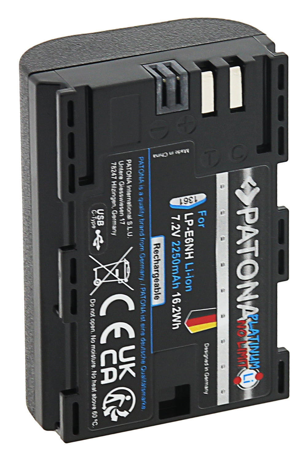 PATONA Platinum Akku – 2600 mAh (7,2 V), USB-C – für Canon LP-E6NH, EOS R5, EOS R6 und andere