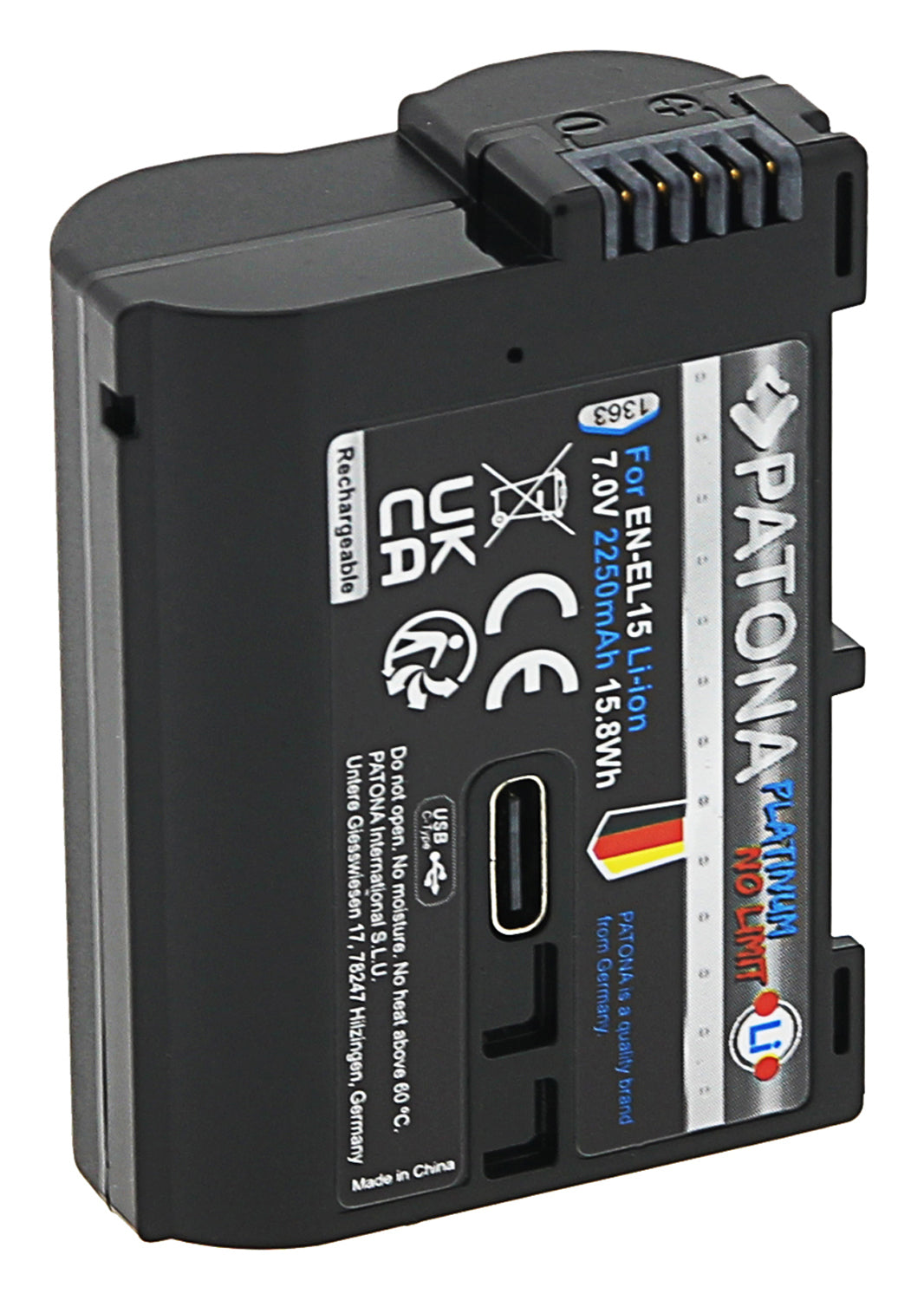 PATONA Platinum EN-EL15C Akku – 2600 mAh, 7,2 V, USB-C – für Nikon V1, D7000, D7100 und andere