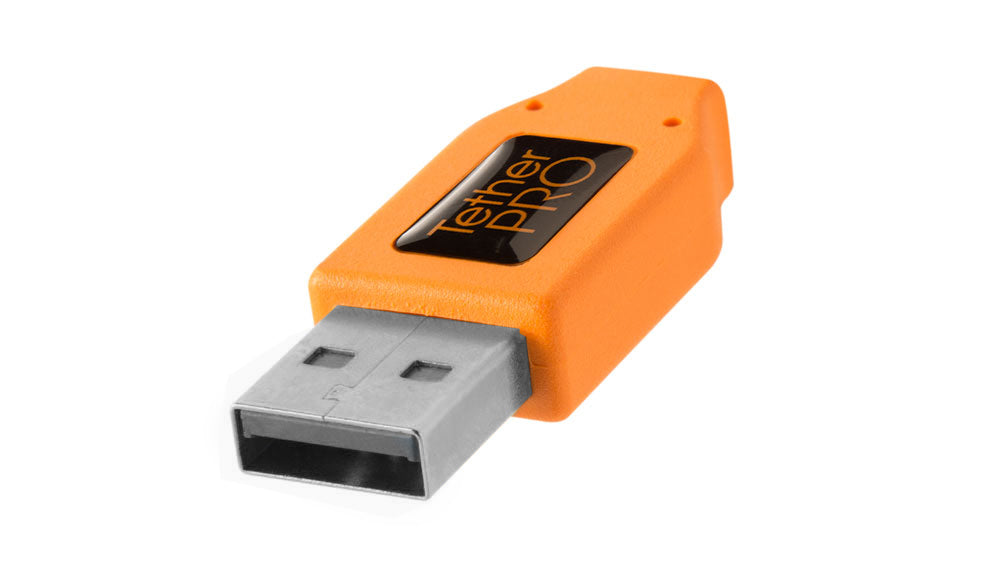 Tether Tools USB-A auf Micro-USB-B Kabel – USB 3.2 Gen 1 (5 Gbit/s) – 0,5 m – Abgewinkelt – Orange