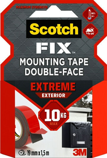 Scotch Montageband Extreme Exterior, extra stark, für Aussen, für glatte Oberflächen – 19 mm × 1,5 m, grau