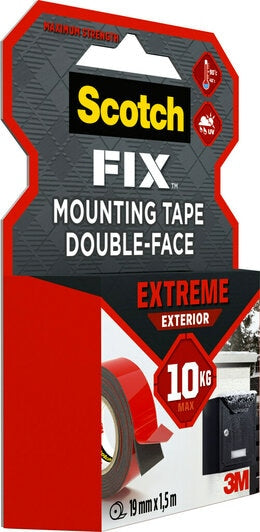 Scotch Montageband Extreme Exterior, extra stark, für Aussen, für glatte Oberflächen – 19 mm × 1,5 m, grau