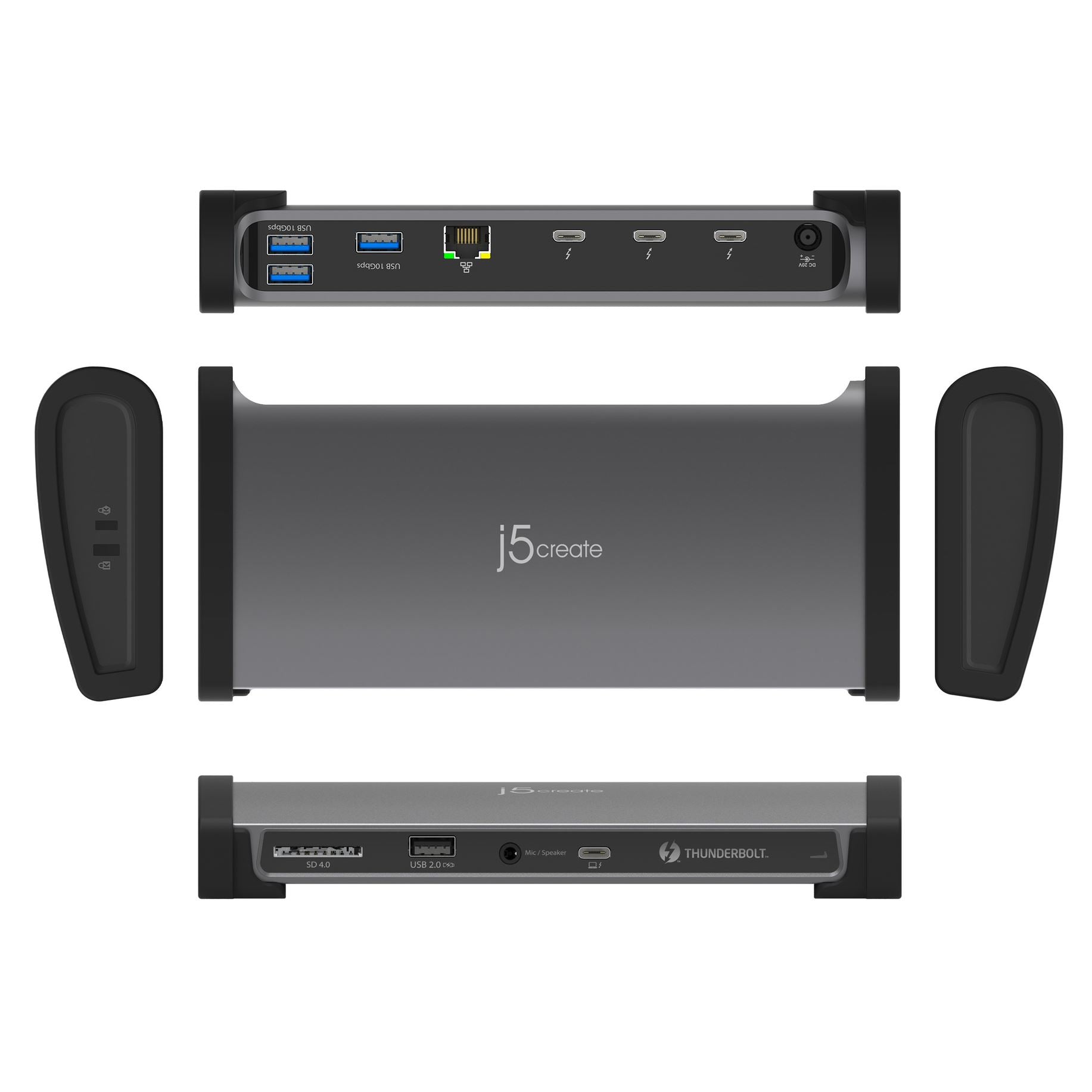 j5create JTD562-EN Dockingstation – Thunderbolt 4, 4× USB-A, 96 W PD, GbE, SD/microSD, 3,5 mm Audio, TB4 × 3