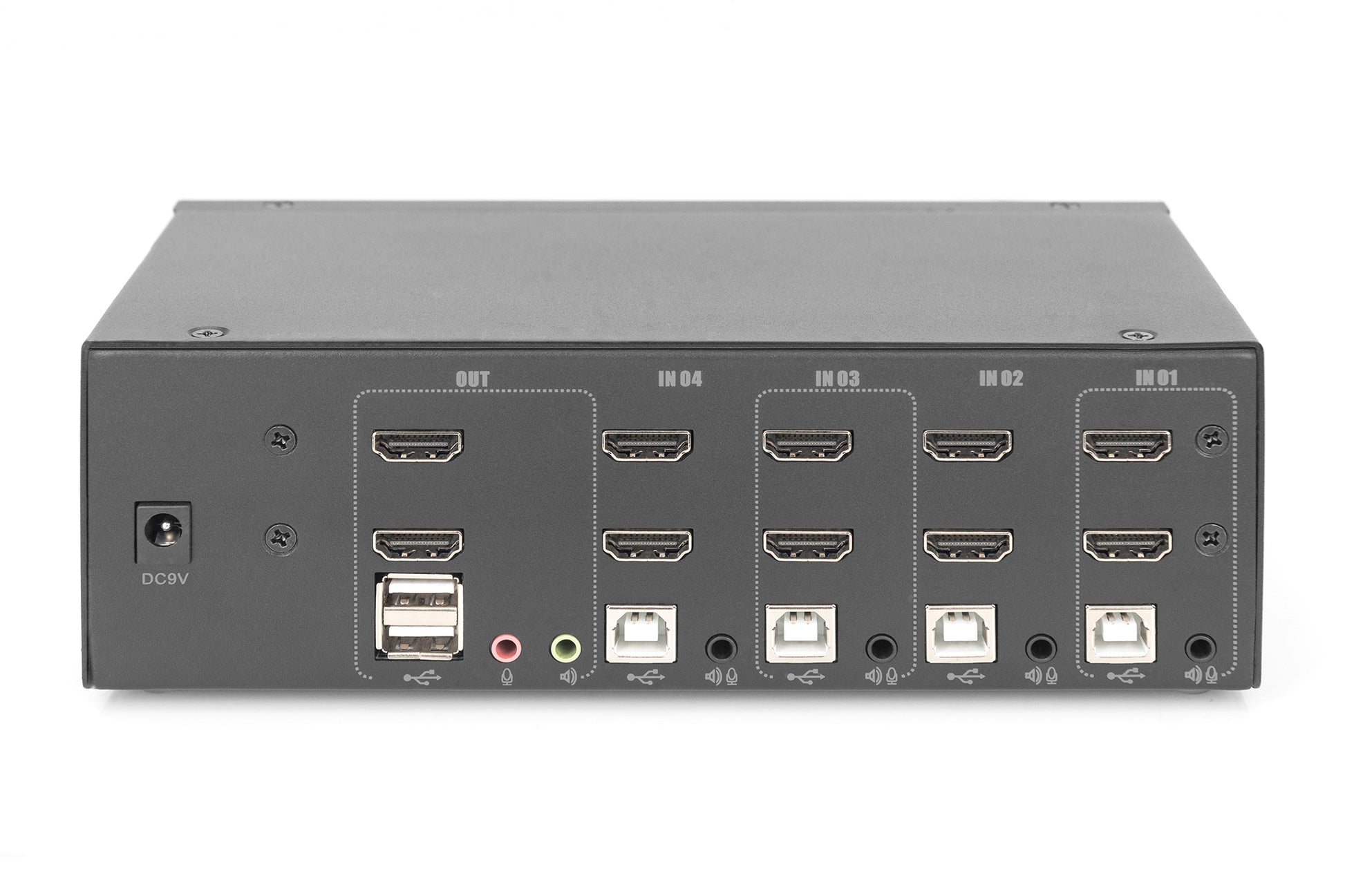 Digitus KVM-Switch 4-Port, Dual-Display, USB 2.0/HDMI, 4K (3840 × 2160), Audio, USB-Hub