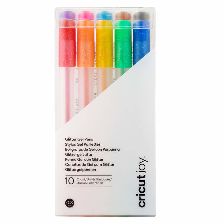 Cricut Glitzer-Gelschreiber 10er Etui – 10 Farben, 0,8 mm – für Cricut Joy