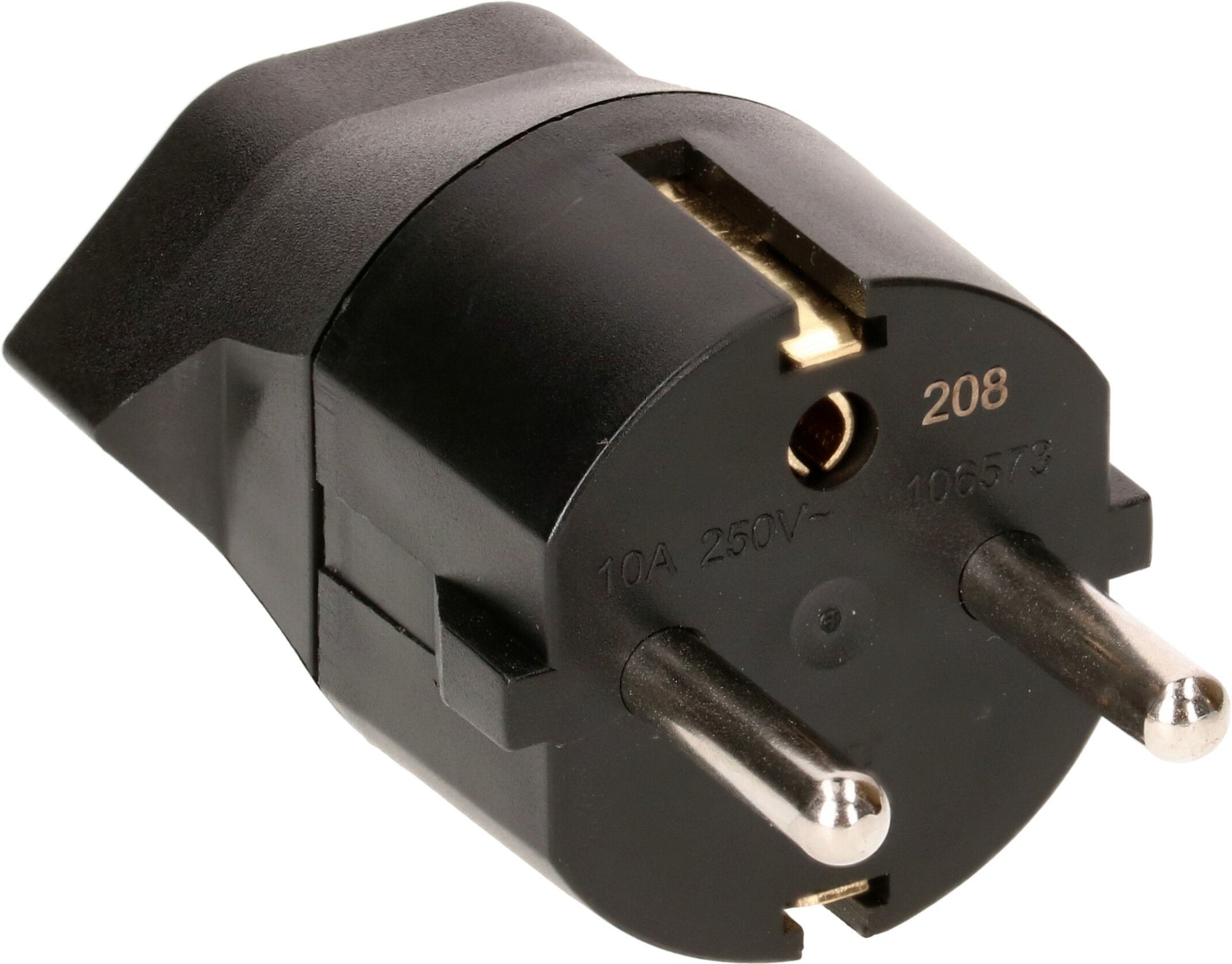 Max Hauri AG 163655 Fixadapter T13 zu Schuko – 230 V, 10 A, 3-polig, Schwarz