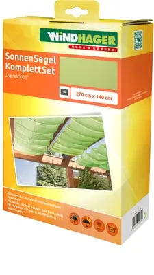 Windhager Einziehbares Sonnensegel-Pergola-Komplettset – 270 × 140 cm, Grün, Polyester