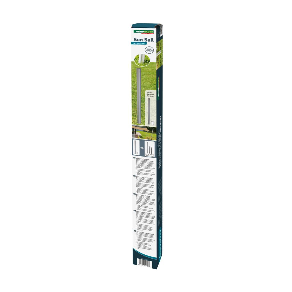 Windhager Bodenhülse Profi – Höhe 90 cm, Aluminium, Grau, für Markisenarm