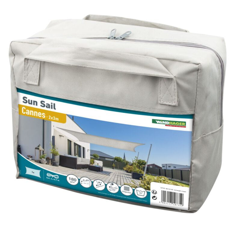 Windhager Rechteckiges Sonnensegel 400 × 300 cm, Anthrazit, Polyester, Wetterfest, UV-Schutz 50+