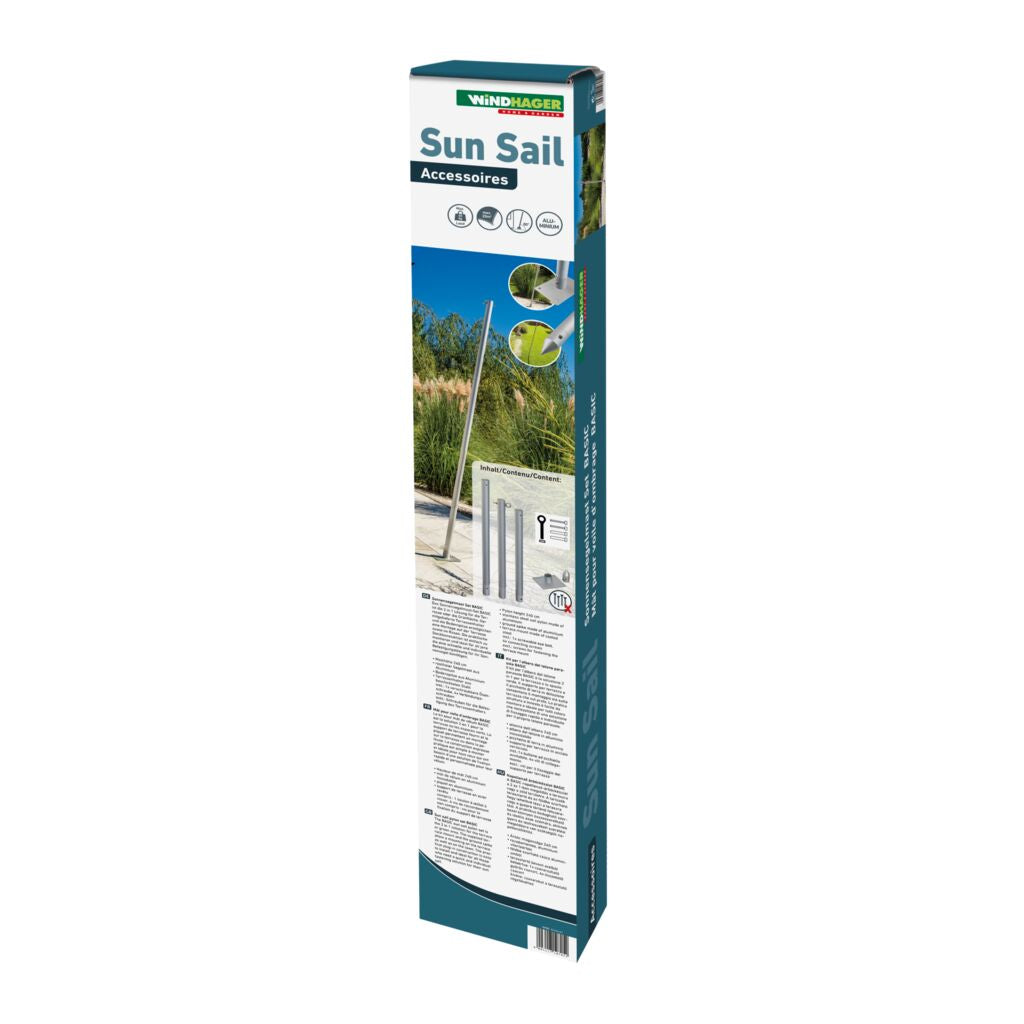 Windhager Mast – 4,8 × 243 cm – Aluminium & Stahl, Grau
