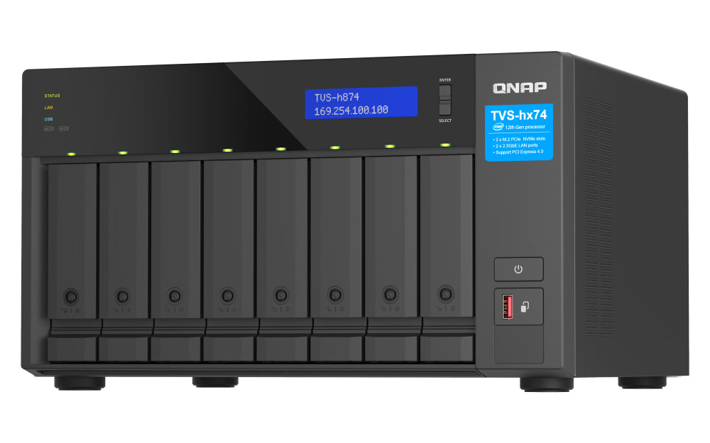 QNAP TVS-H874X-I9-64G Allgemeines Speichergerät – 2× 2,5 GbE, 8-Bay, 16-Kern Core-i9