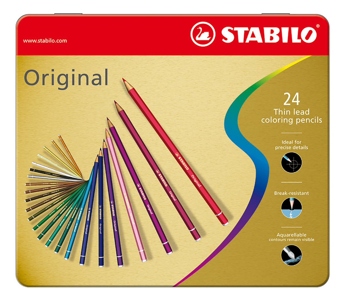 STABILO Buntstifte ARTY+ – Minendurchmesser 2,5 mm, 24 Farben, im Metalletui