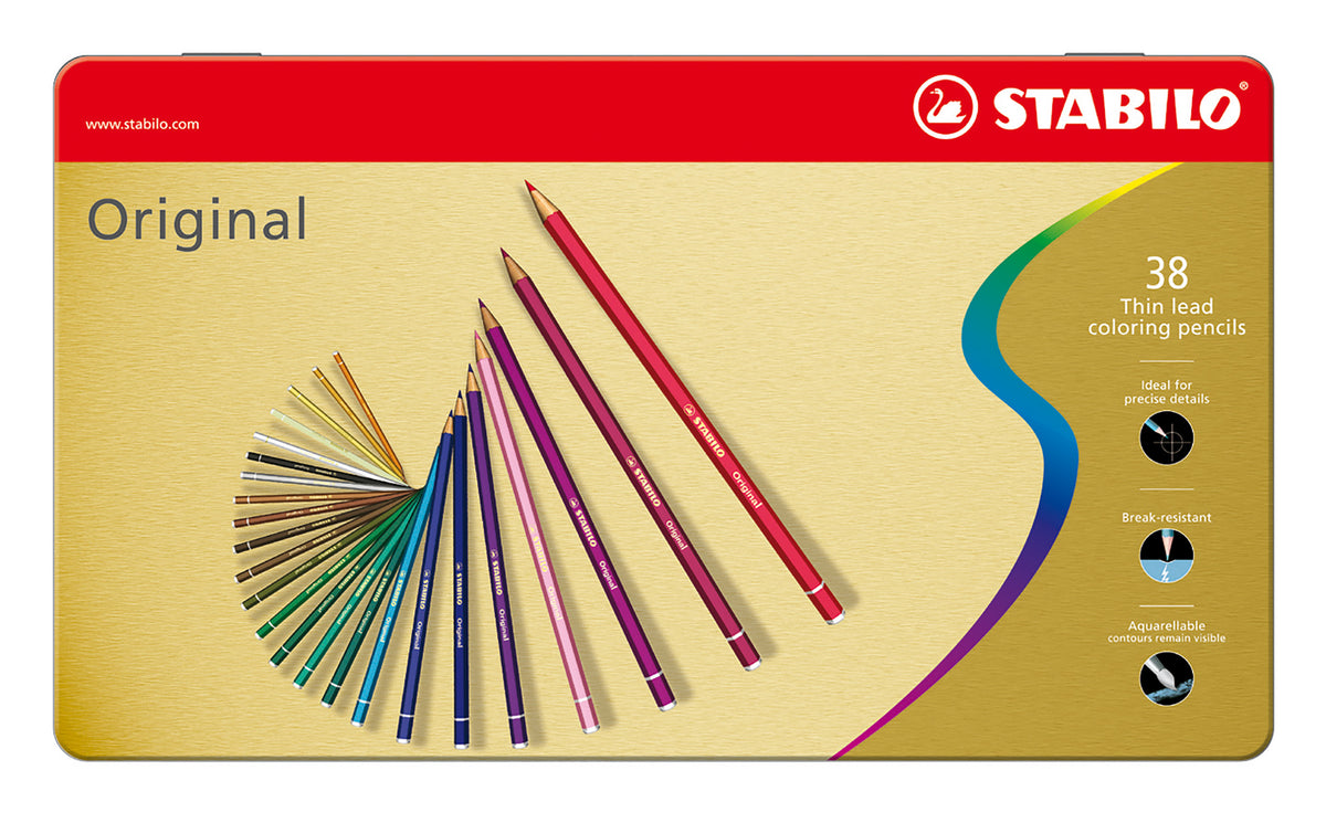 STABILO Buntstifte ARTY+ – Minen-Durchmesser 2,5 mm, 38 Farben, im Metalletui