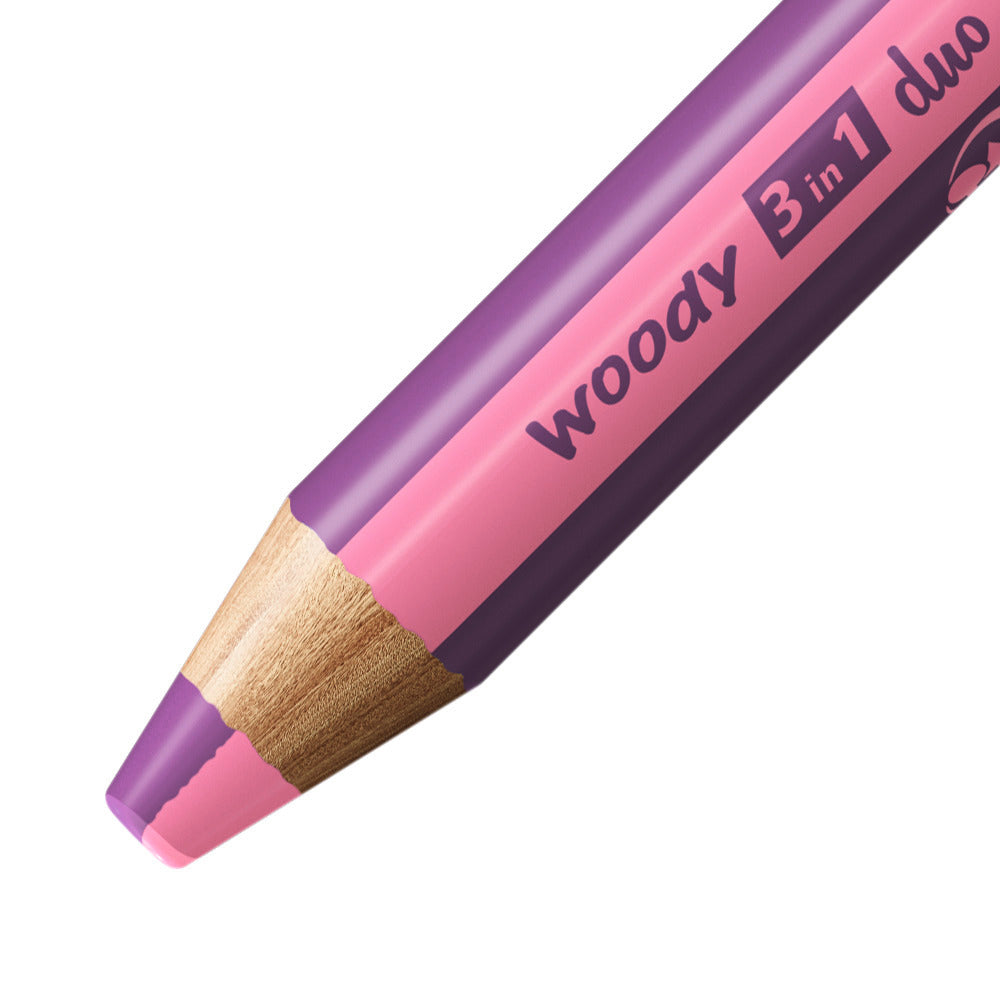 STABILO 3-in-1 Farbstifte woody – 6 Duo-Farben, mit Spitzer, Ø 4,2 mm, PEFC