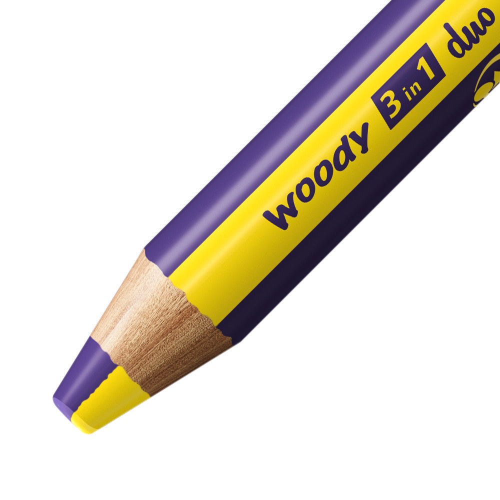 STABILO 3-in-1 Farbstifte woody – 6 Duo-Farben, mit Spitzer, Ø 4,2 mm, PEFC