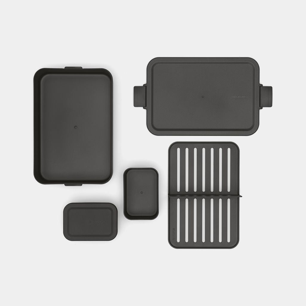 Brabantia Brotdose Make & Take – 2 l, 25,5 × 16,7 × 6,2 cm, Kunststoff, Dunkelgrau, spülmaschinenfest