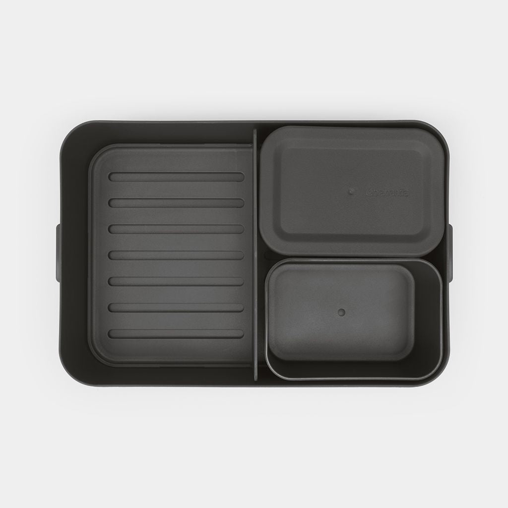 Brabantia Brotdose Make & Take – 2 l, 25,5 × 16,7 × 6,2 cm, Kunststoff, Dunkelgrau, spülmaschinenfest