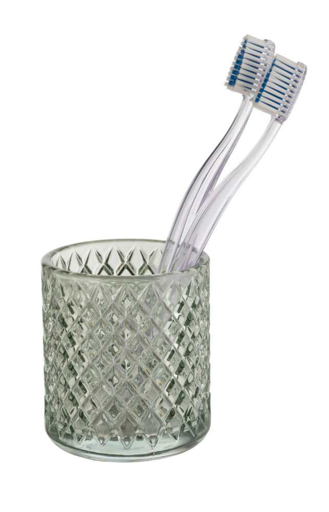 WENKO Zahnbürstenhalter Atessa – 7,5×7,5×10 cm, Glas, Mint