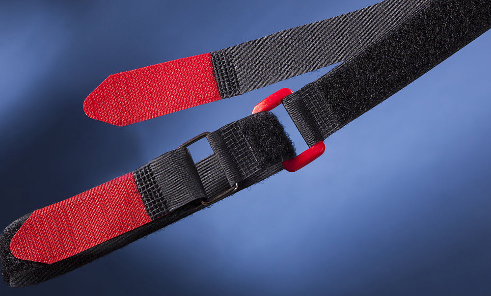 FASTECH Schlaufenband 1'060 × 50 mm, mit Schnalle, Schwarz/Rot, 5 Stk.