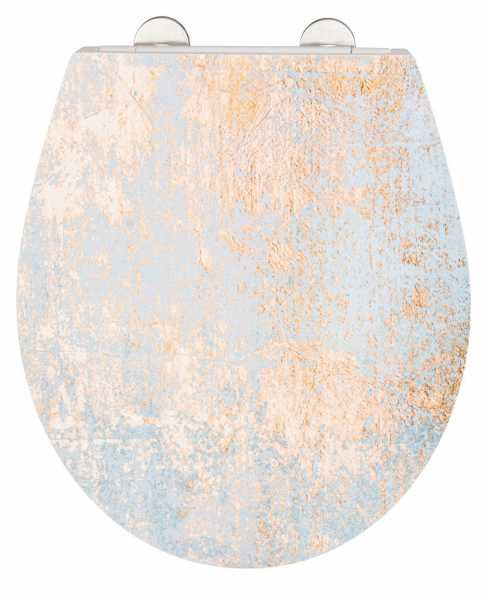 WENKO WC-Sitz – Duroplast, weiss, gold, mit Deckel, Soft-Close, 38 × 44,5 cm