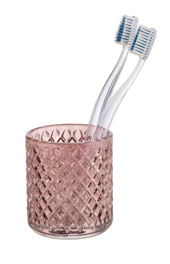 Wenko Zahnbürstenhalter Atessa – Glas, 7,5×7,5×10 cm, Altrosa
