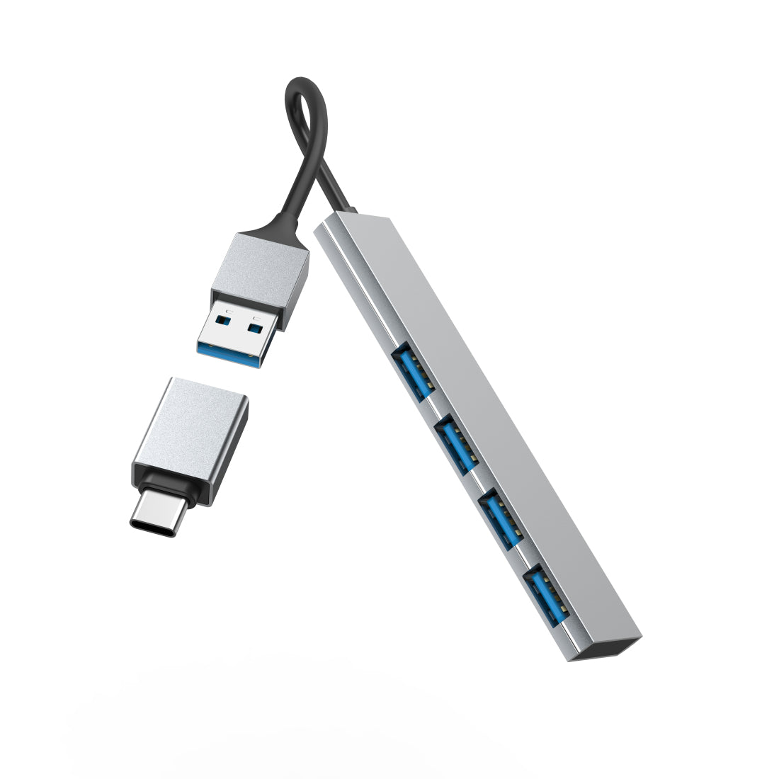 Hama USB-Hub – 4 Ports (USB-A), grau