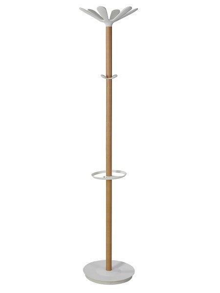 Alba Garderobenständer (mit Schirmhalter) – Holz/ABS – Weiss/Natur – 1'750 mm