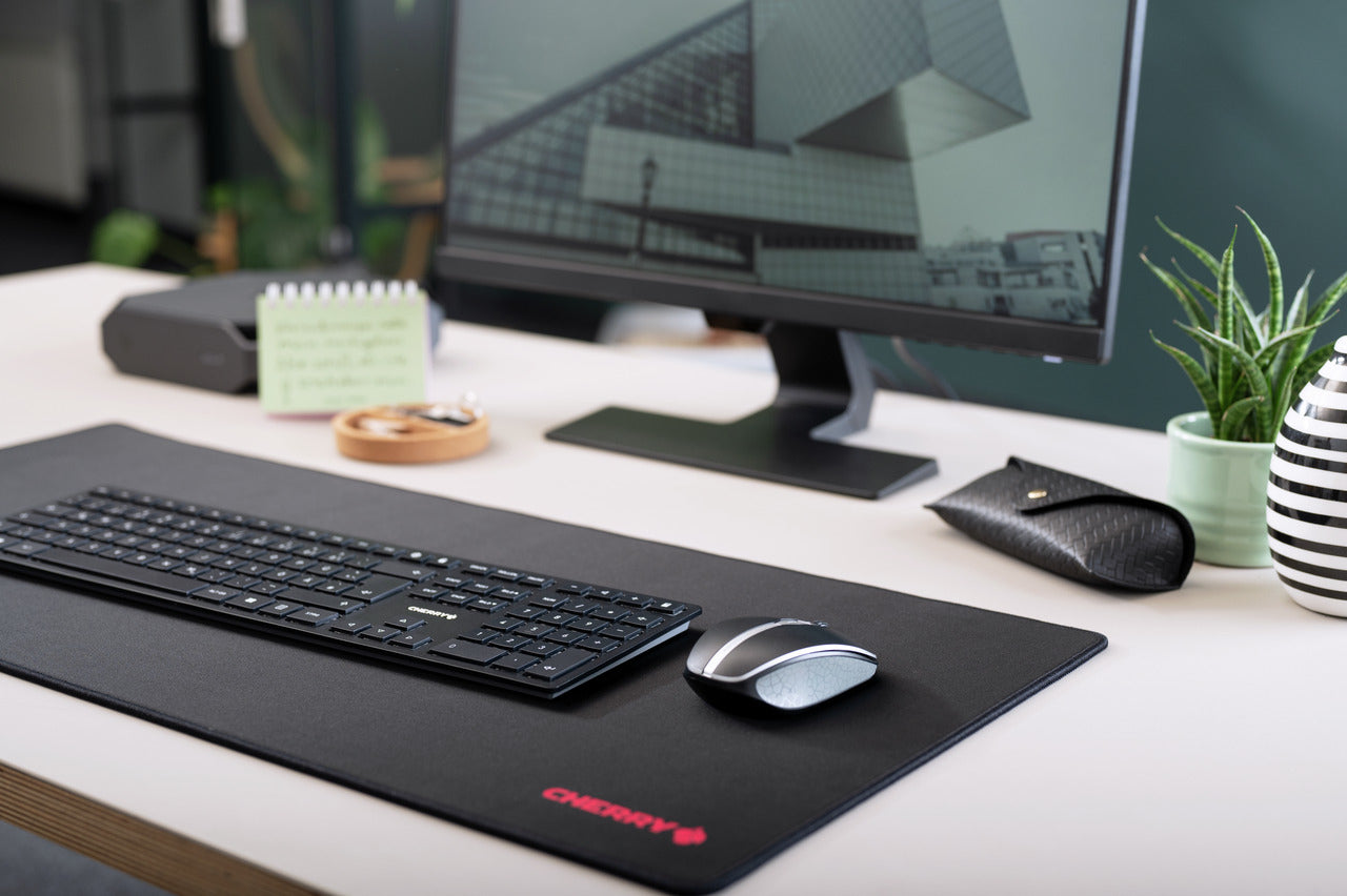 CHERRY KW 9100 SLIM – Tastatur, kabellos (Bluetooth/2,4 GHz), FR-Layout (FR), Fullsize (mit Ziffernblock)