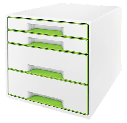 Leitz WOW CUBE Schubladenelement – 4 Schubladen, für A4, weiss, B 287 × H 363 × T 270 mm