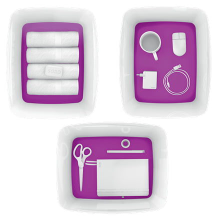 Leitz Aufbewahrungsbox MyBox – Kunststoff, weiss/violett, 31,8 × 19,8 × 38,5 cm