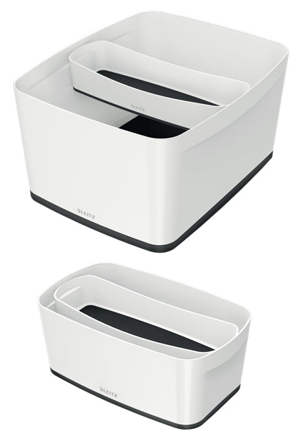 Leitz Aufbewahrungsschale MyBox – ABS-Kunststoff, Weiss/Schwarz, 30,7 × 5,5 × 10,5 cm – 1er-Pack