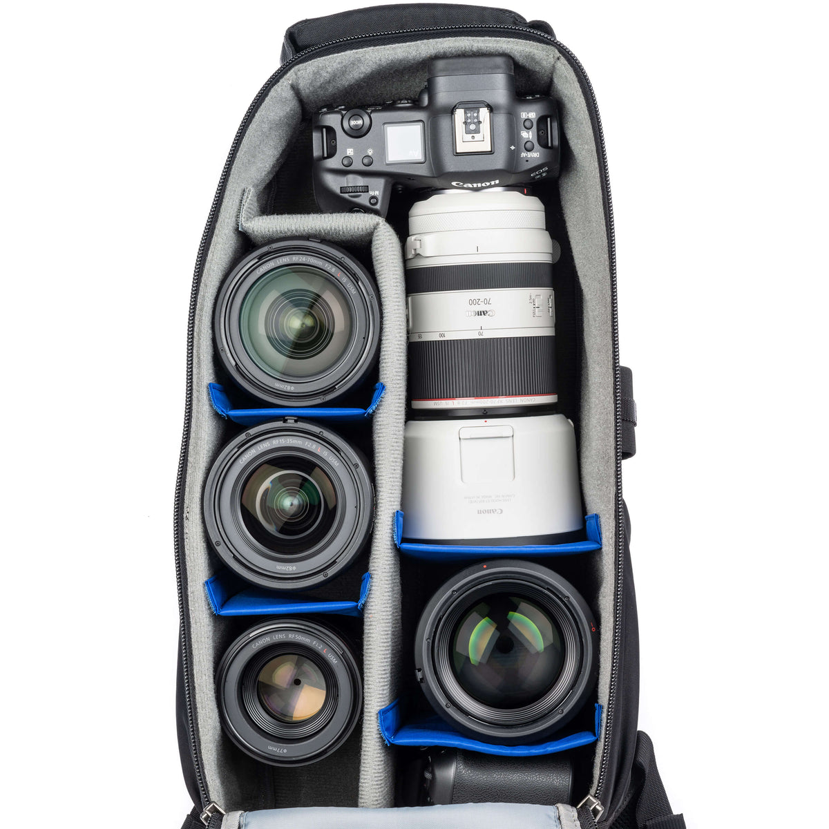 Think Tank Glass Limo Kamerarucksack – für 8 Objektive, Regenhülle – für DSLR- & Systemkameras – Grau/Schwarz