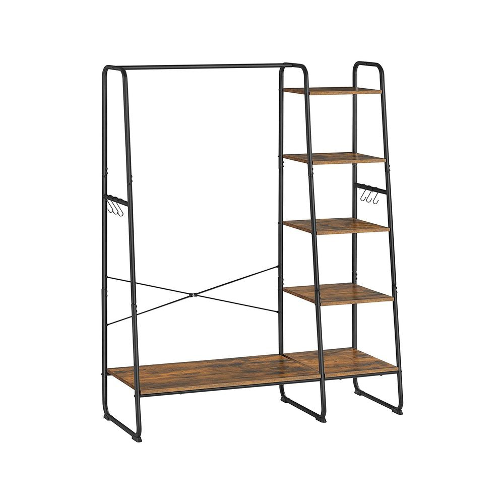 Vasagle Kleiderständer – 5 Ebenen, Stahl/Spanplatte, Schwarz/Braun, 120 × 45 × 160 cm, Traglast 220 kg