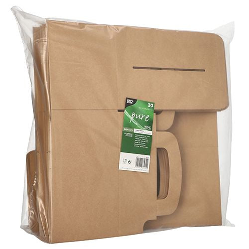 Papstar Take-away-Box Papier/Karton, 225 × 155 × 125 mm, braun – 20 Stk.