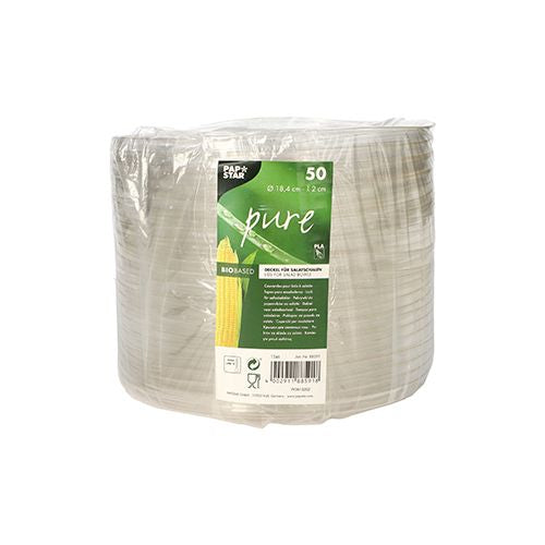 Papstar Deckel pure für Salatschale, PLA – Ø 18,4 cm, transparent – 50 Stk.