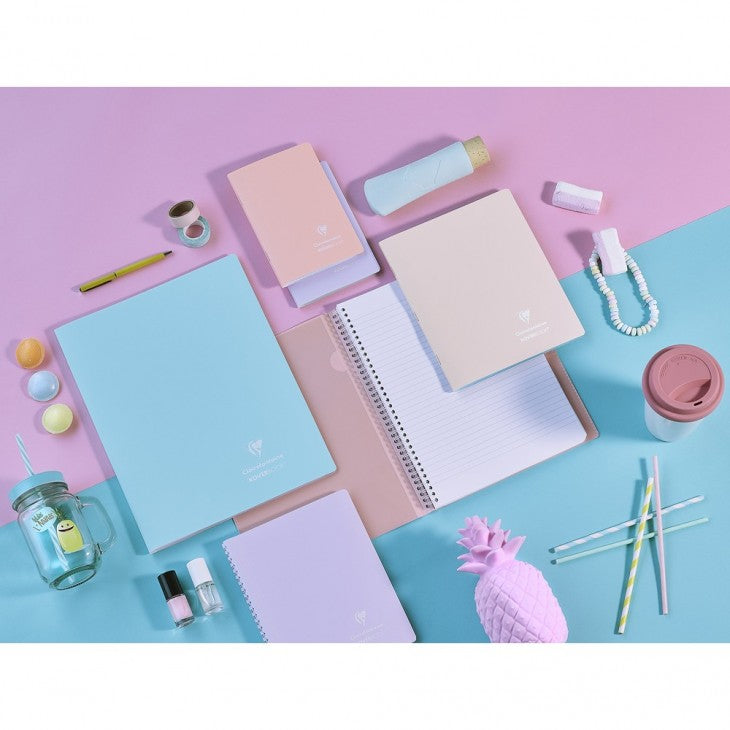 Clairefontaine Collegeblock – A5 – 90 g/m² – Doppelspirale, 2 Taschen, abgerundete Kanten, Mint, PEFC