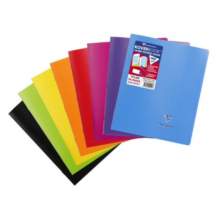 Clairefontaine Notizheft – 170 × 220 mm – 2 Einstecktaschen, Klebeetikette, mehrfarbig, PEFC, 8 Stück