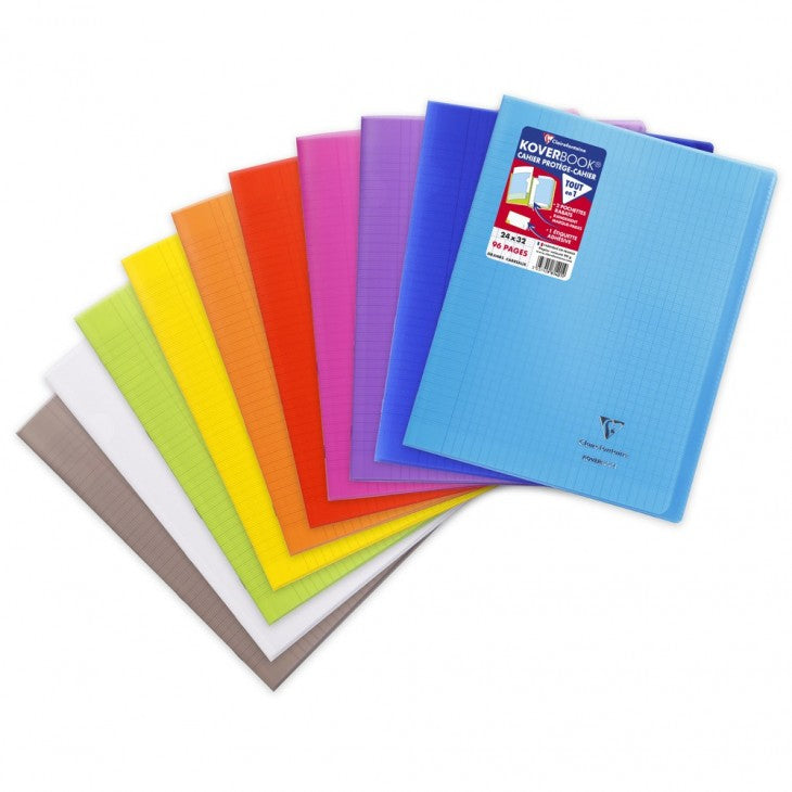 Clairefontaine Notizheft – 240 × 320 mm, 2 Einstecktaschen, Polypropylen-Cover, mehrfarbig, PEFC, 10 Stück