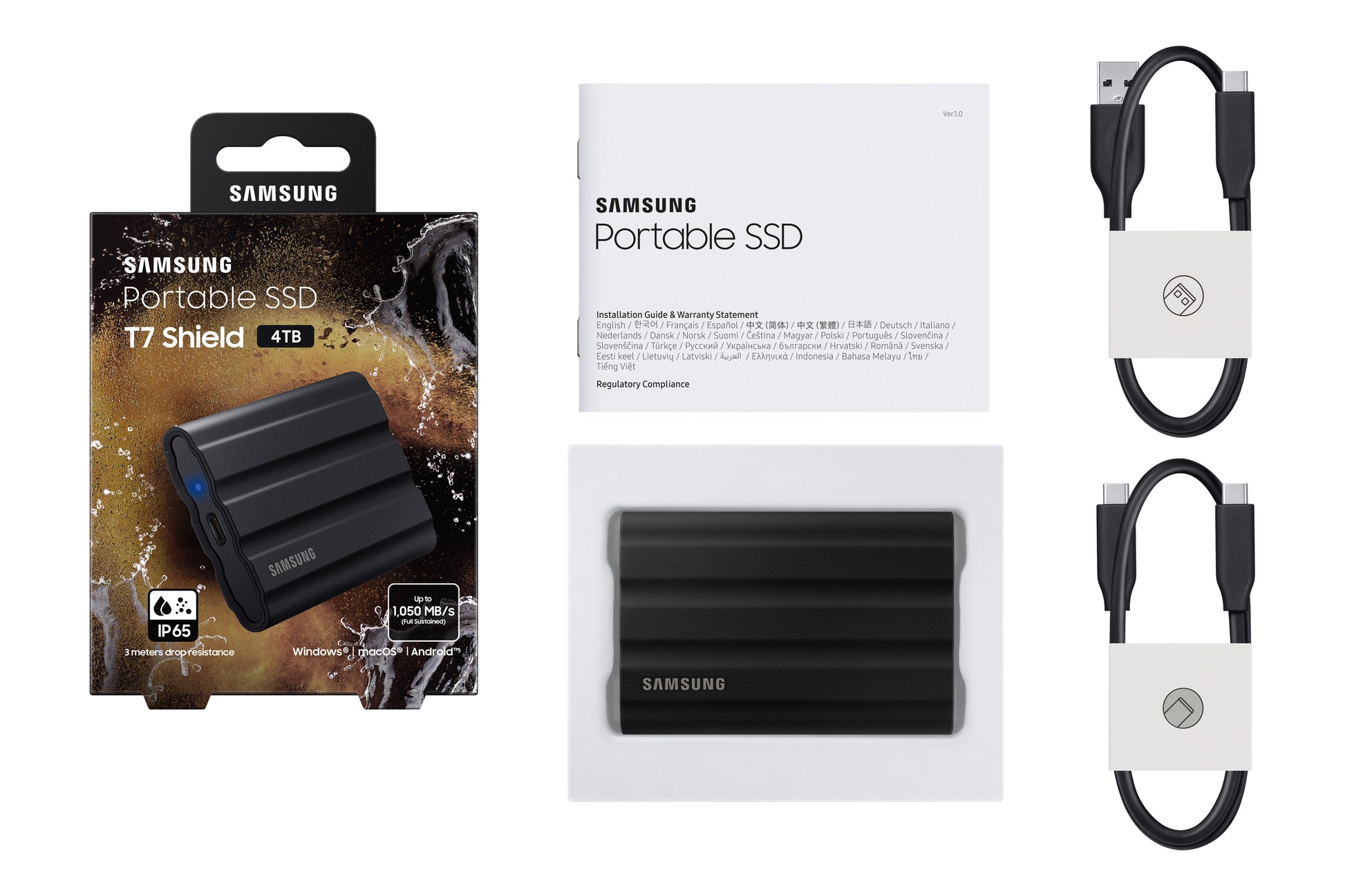 Samsung T7 Shield MU-PE4T0S Speichergerät – 4 TB, USB Typ-C (USB 3.2 Gen 2), Passwortschutz
