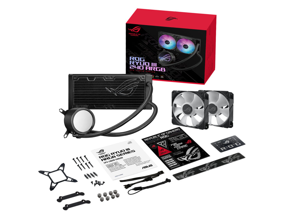 ASUS ROG RYUO III 240 ARGB – AIO Flüssigkeitskühler – 240 mm, 2×120 mm, 2200 U/min, für AM4, AM5, LGA 1700 und andere